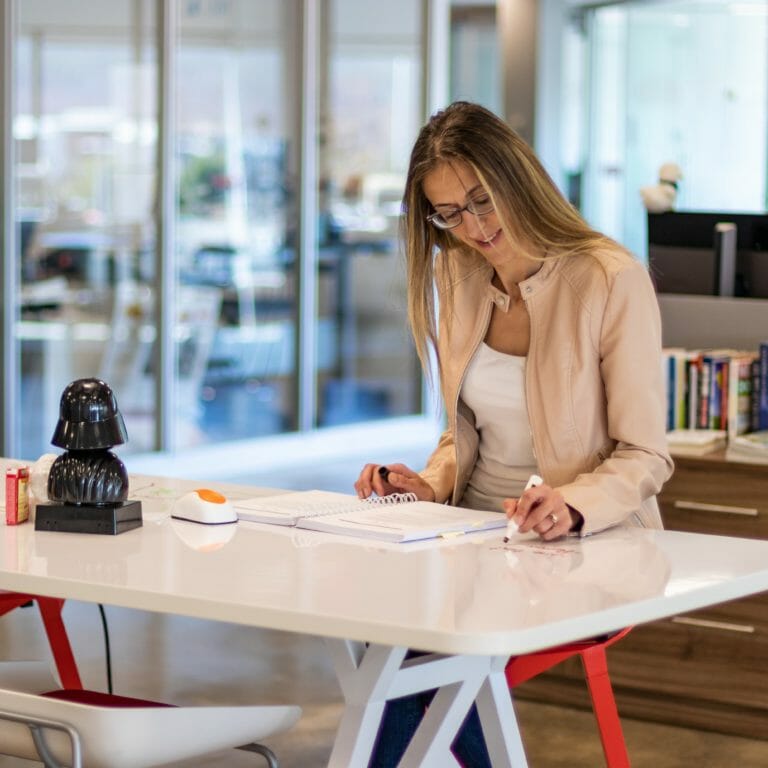 Woman doing work in office