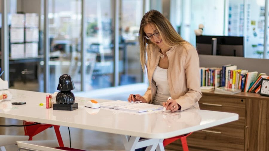 Woman doing work in office