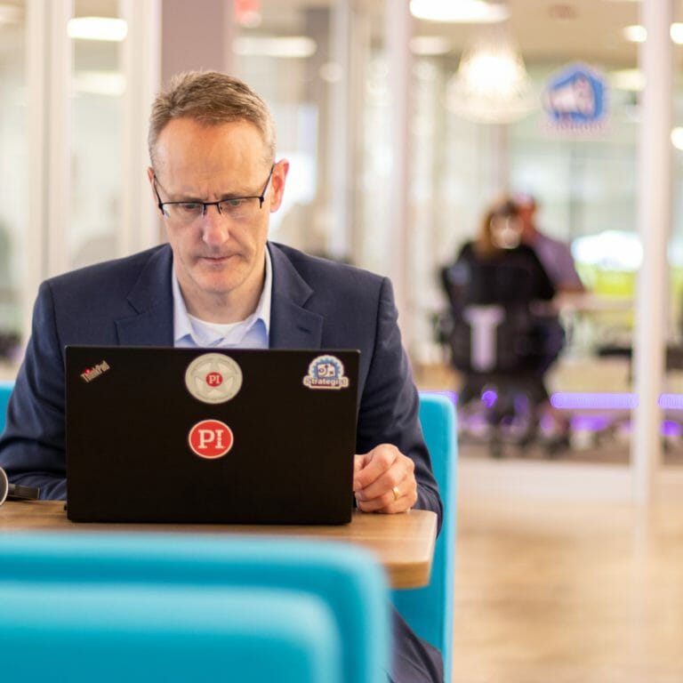 Man working on laptop