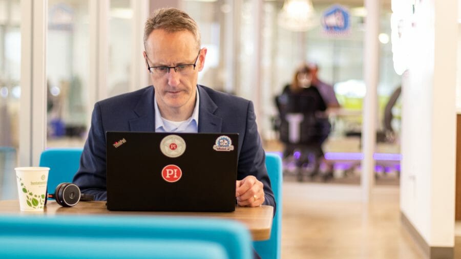 Man working on laptop