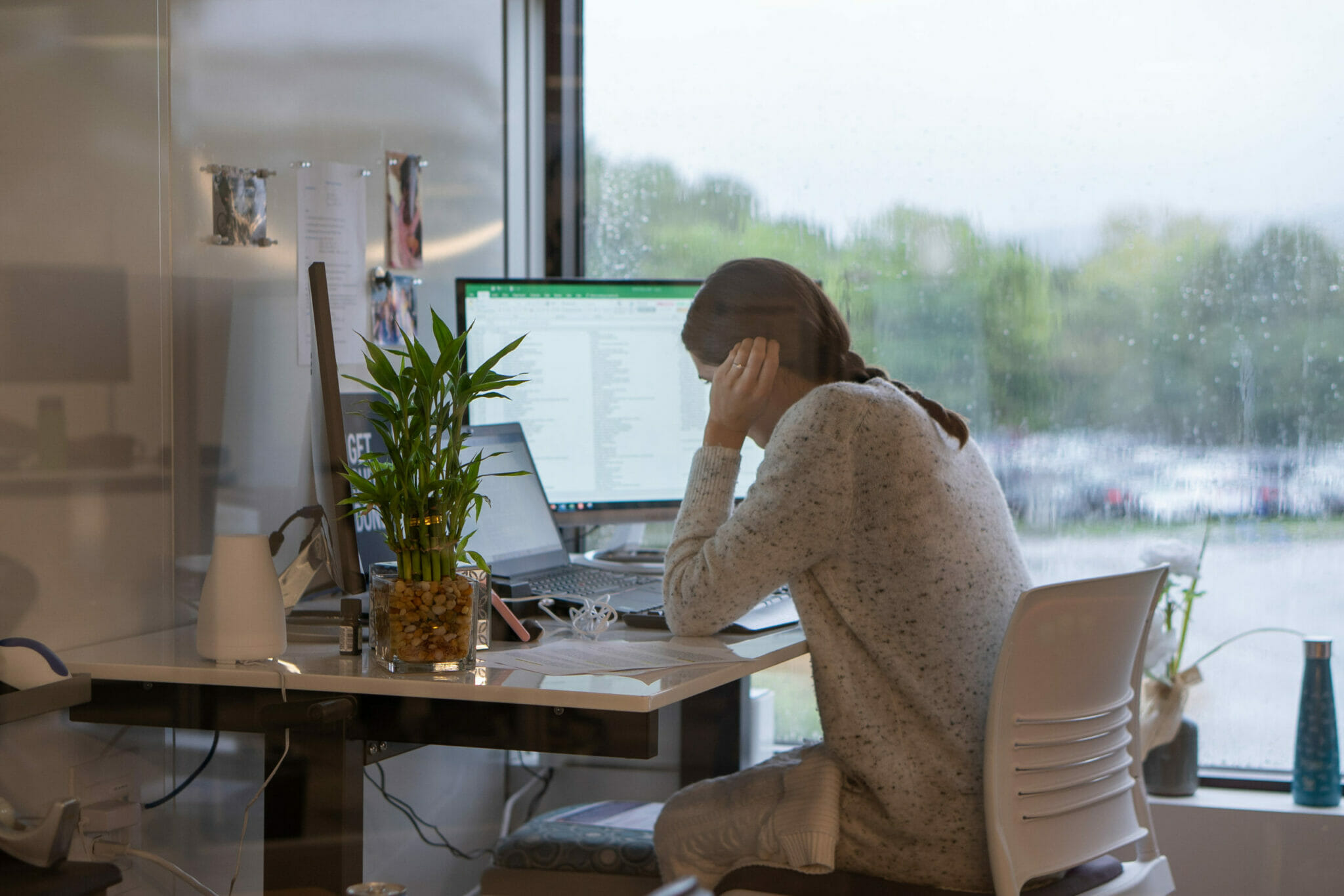 employee sitting at desk