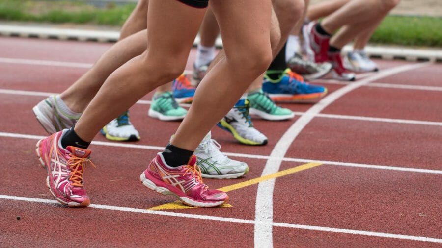 Runners preparing to start race