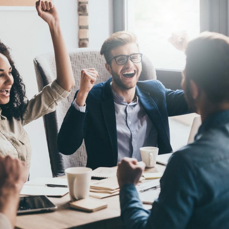 Engaged employees in meeting