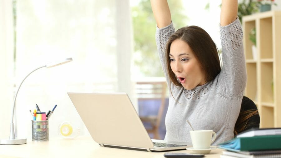 Woman cheering