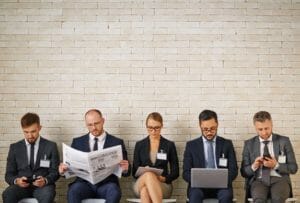 Job candidates waiting to be interviewed