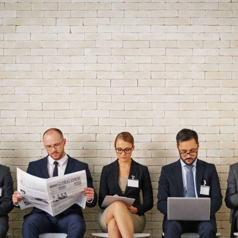 Job candidates waiting to be interviewed