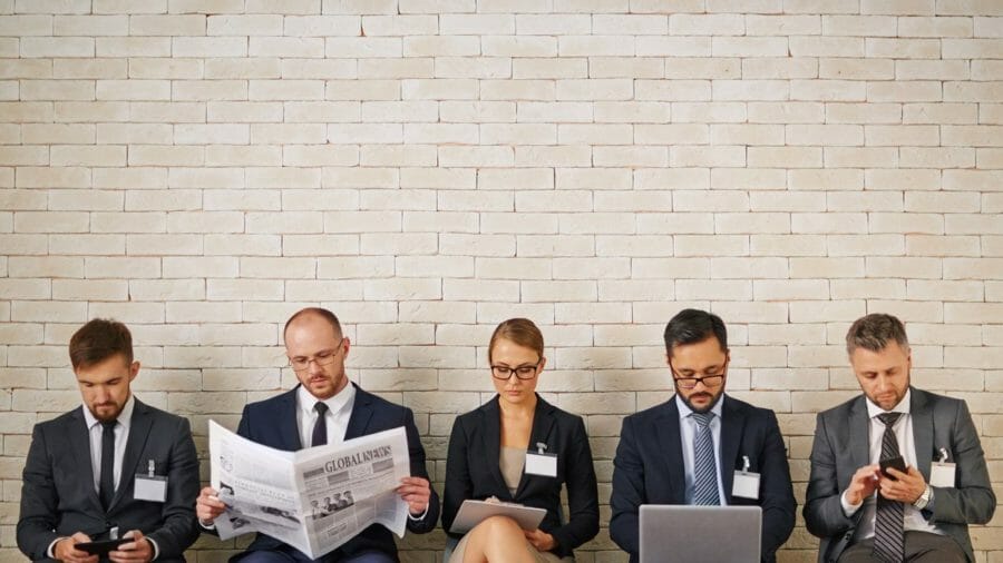 Job candidates waiting to be interviewed