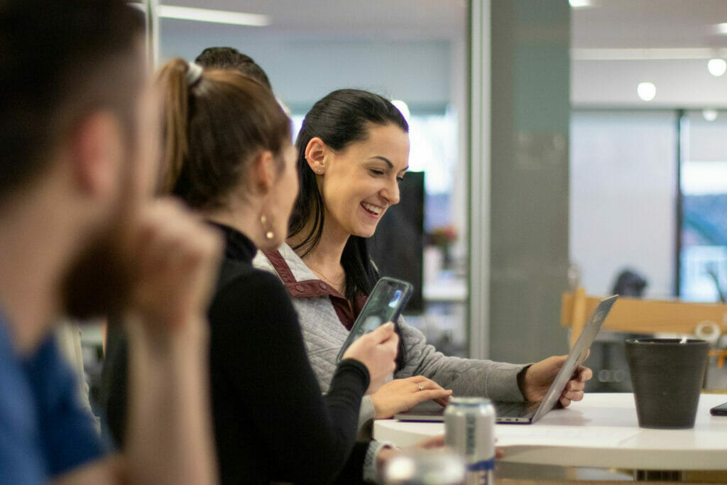 team members communicating through the use of behavioral data