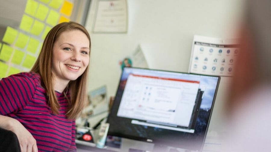 Employee smiling