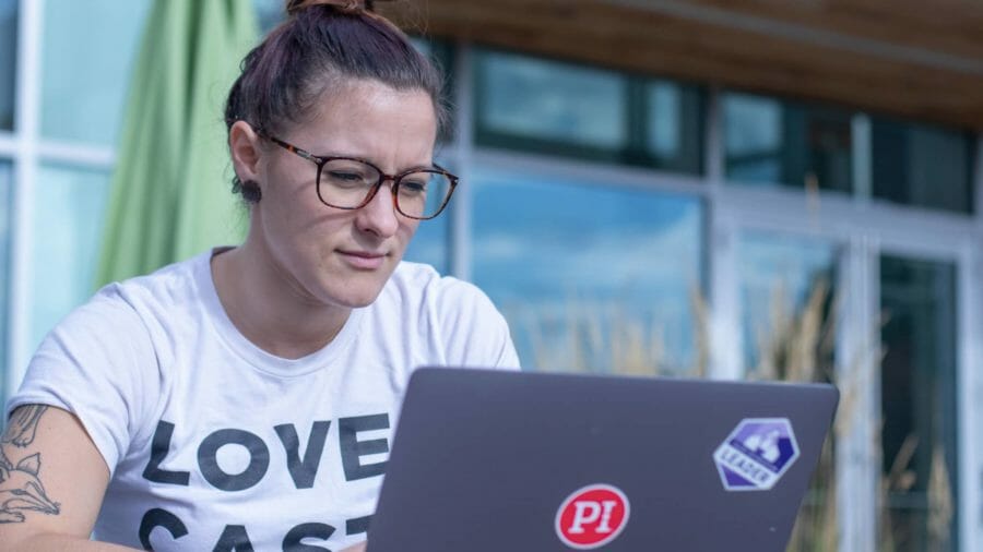 employee working on laptop