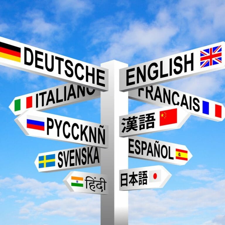 Sign with different languages