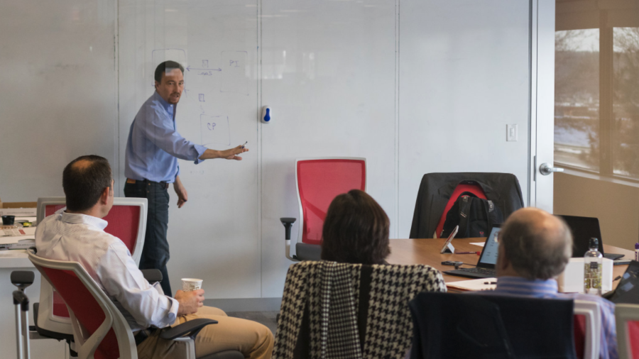 Employees in meeting