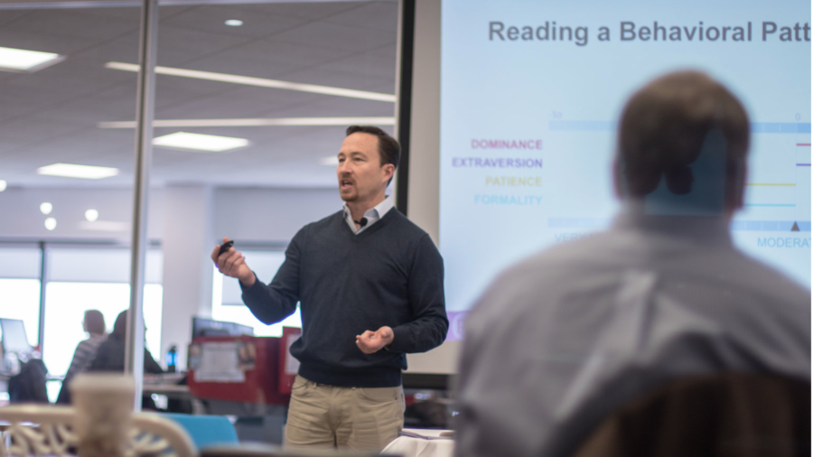 Man presenting on behavior